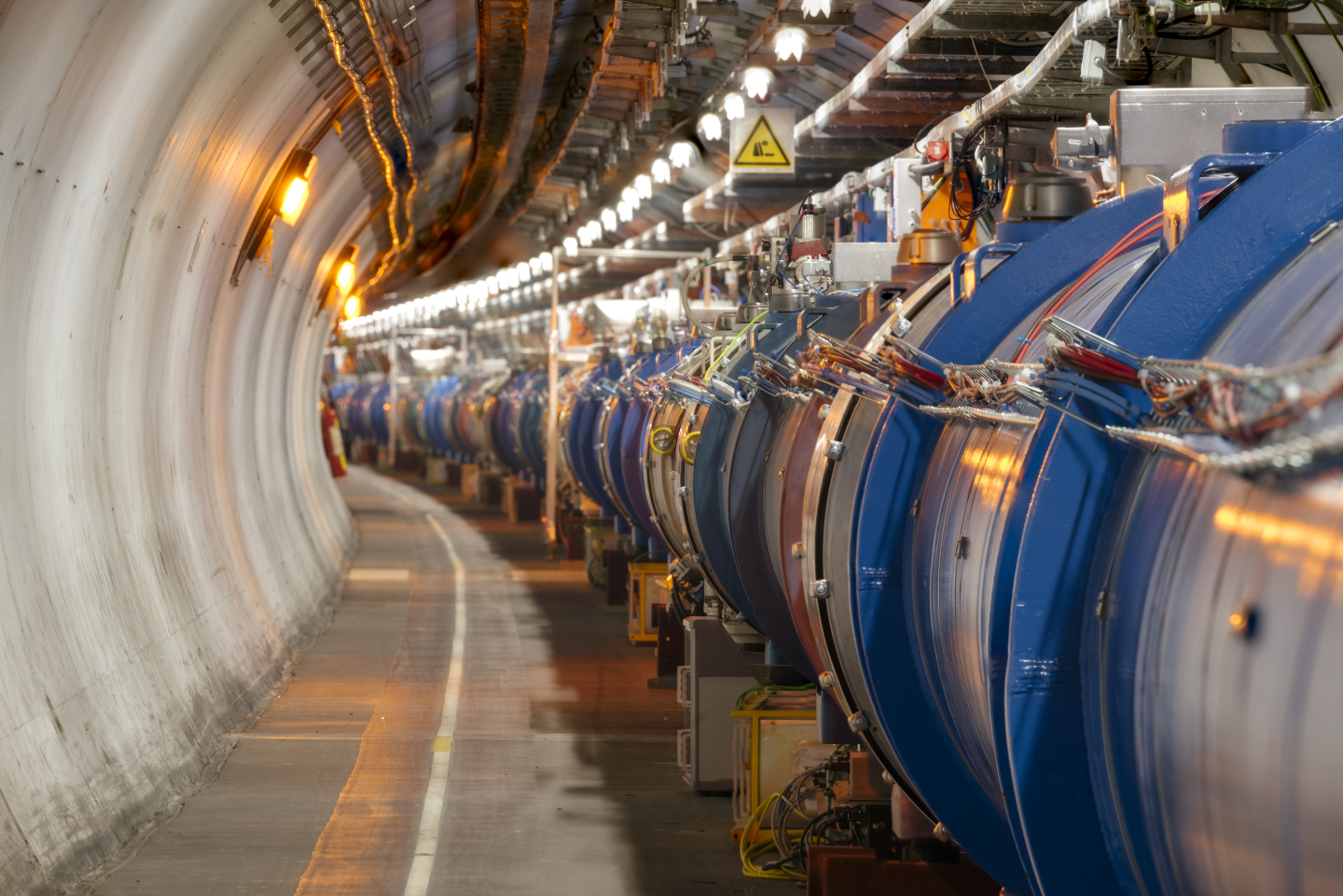 View of the Large Hadron Collider, with its huge superconducting magnets.